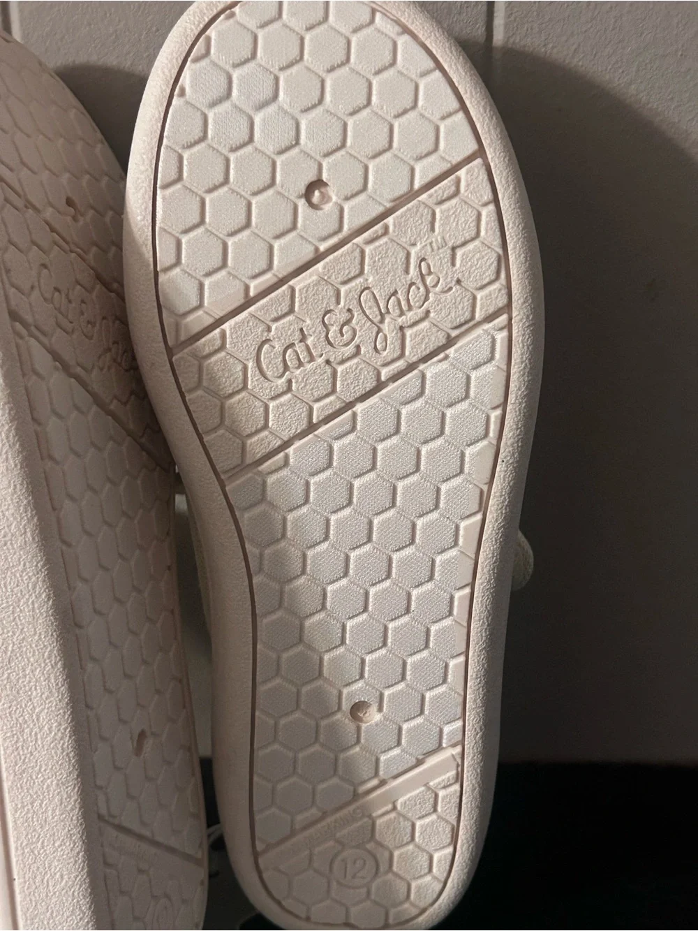 Cat & Jack Girls Mary Jane Shoes Size 12 Ivory Canvas Hook Loop NWT Toddler